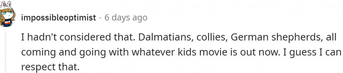 Many people out there just want that dog their kids saw on TV.