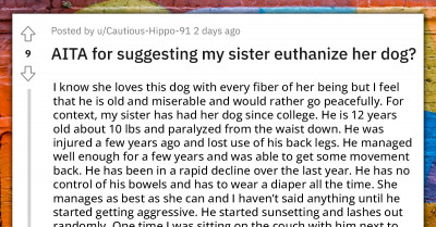 Woman Asks How To Help Her Sister Realize It's Time To Euthanize Her Elderly Dog After Witnessing His Aggression Caused By Pain