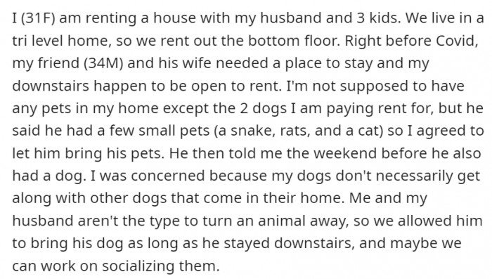 OP and her family shared their home out of the goodness of their hearts