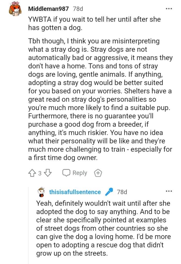 This Redditor thinks the OP is misinterpreting what a stray dog is