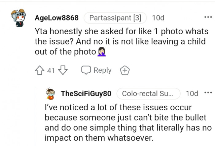 It is not like leaving a child out of the photo