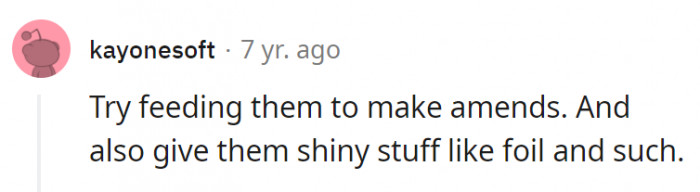 6. Shiny stuff might also work to make amends