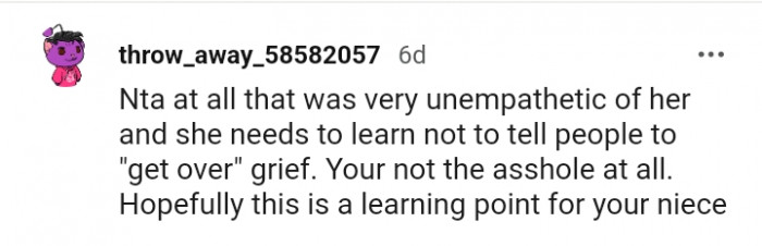 2. This is a learning point for your niece