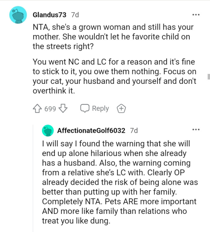 Focus on your cat, your husband and yourself