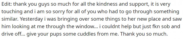 OP thanked everyone for their kindness and support in such a difficult time