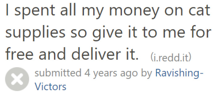 A cat ad poster decided to share their encounter with an entitled woman who wants their cat for free.