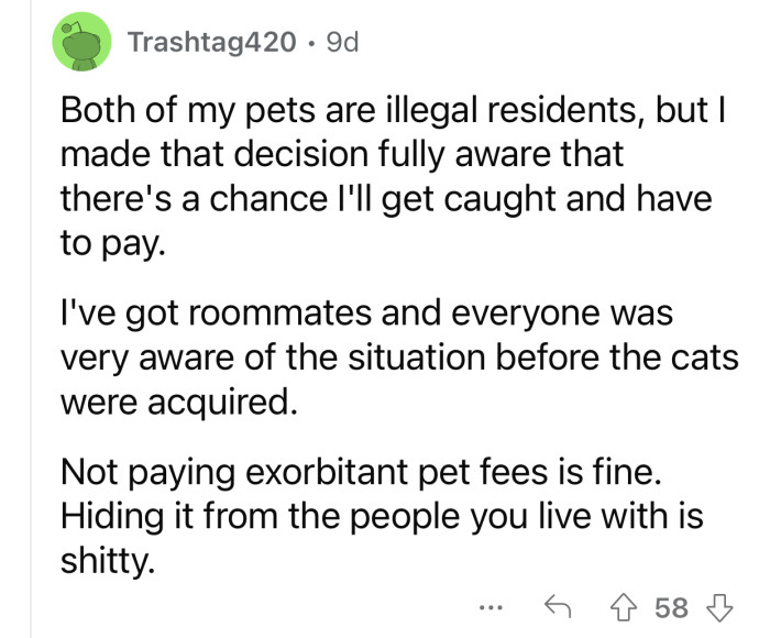 The roommate should have at least shared that information with the rest of them.
