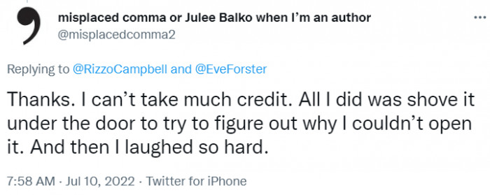 The original poster laughed so much at the scenario