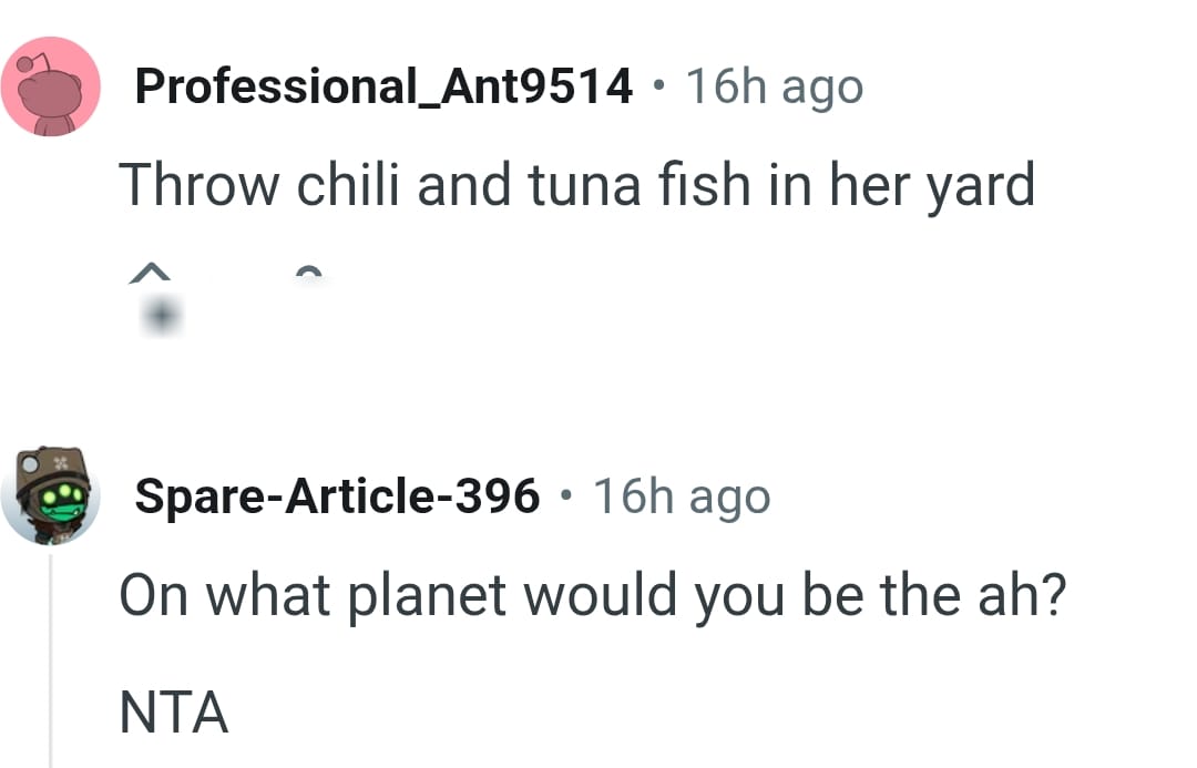 The OP should throw something in her yard