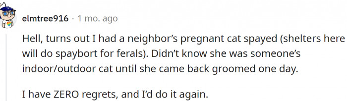 The bottom line is - OP should have zero regrets