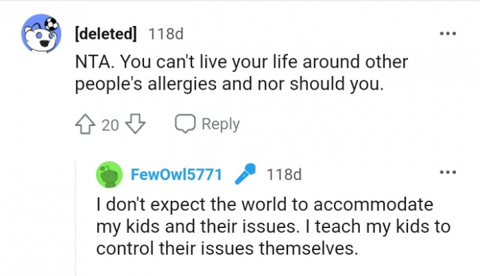 The OP doesn't expect the world to accommodate her kids and their issues