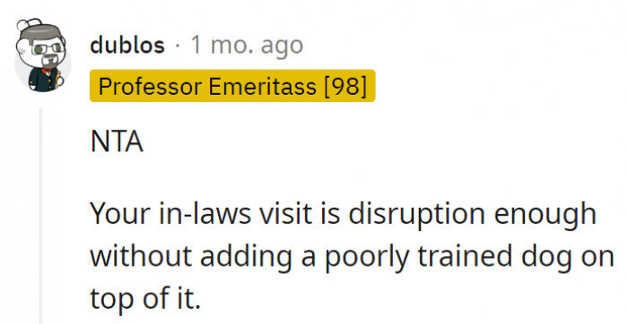 8. The visit is already a big enough disruption without the dog adding to it