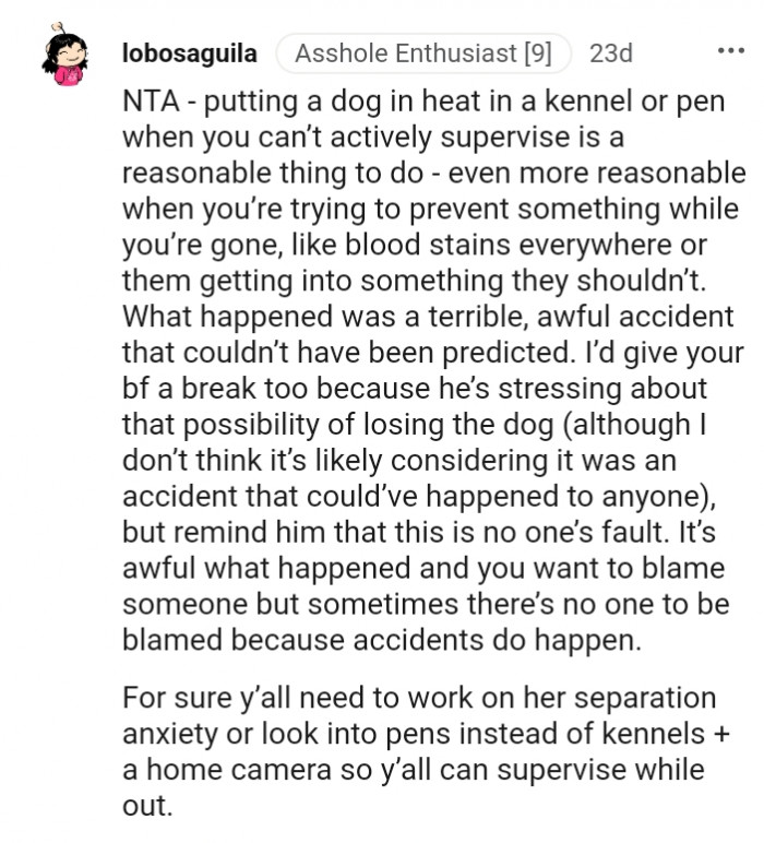 8. He's stressing about the possibility of losing a dog