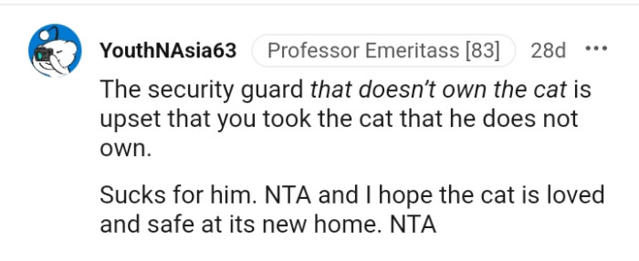 The cat now has a chance at feeling loved and safe in a new home