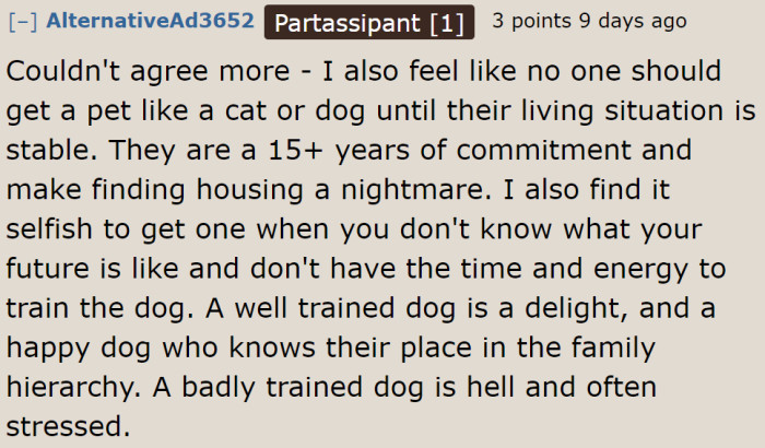 The stepdaughter made the wrong choice of having this dog. She isn't financially stable.