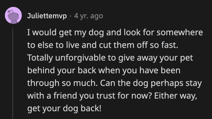 It's at Least Better Than Living with People Who Think Giving Away Someone Else's Dog Isn't a Big Deal
