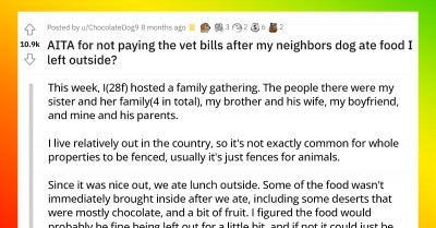 20 Enraged Redditors Weigh In On Woman's Neighbors After They Demanded Vet Bills For Their Dog Who Entered Her Property And Ate Her Food