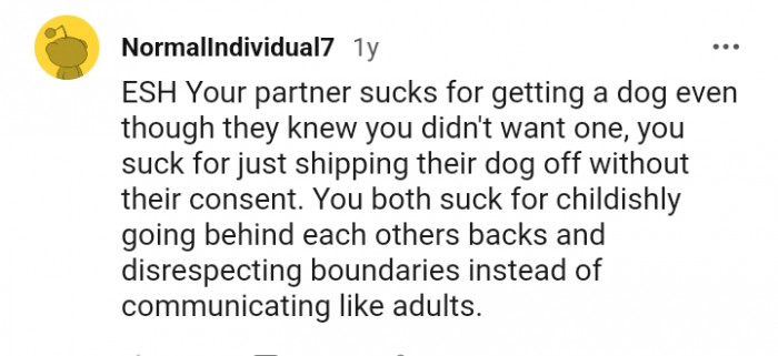 You suck for just shipping off a dog