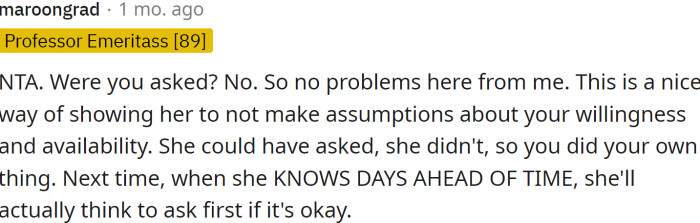 She could have asked, but she didn't.