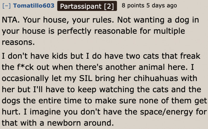 A Redditor who owns cats shares their experience whenever there's a dog visiting their home.