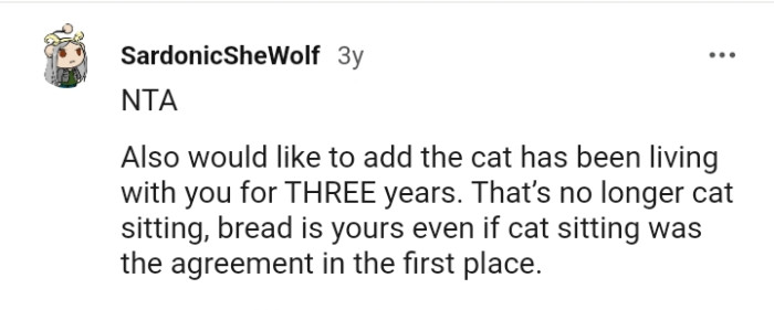 That is no longer cat sitting