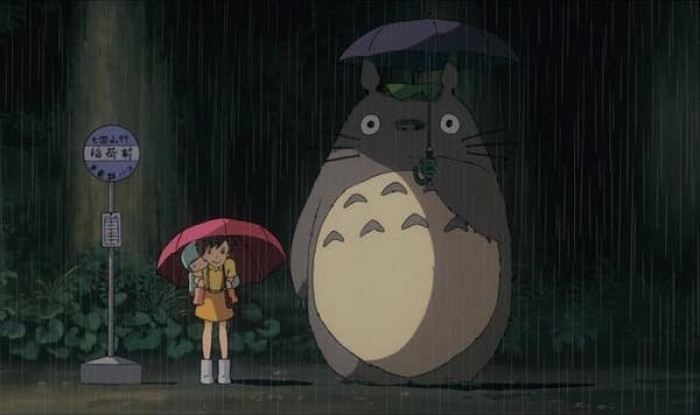 7. In My Neighbor Totoro, waiting for the bus in the rain:
