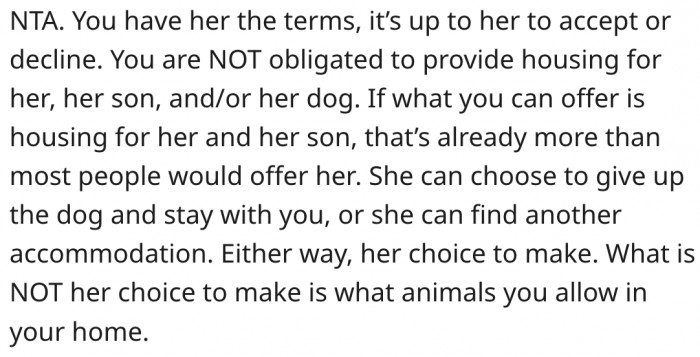 19. Her sister can accept or decline the offer.