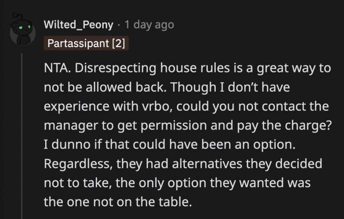 It's not like OP's cousins were not offered other options. They were, but they were set on having the puppy with them throughout the dinner.