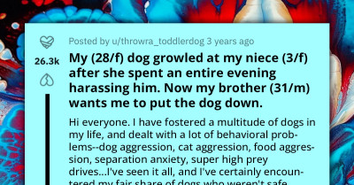 Redditor's Dog Reacts to Harassment from Her Niece with Growling; Father Wants Dog to Be Put Down