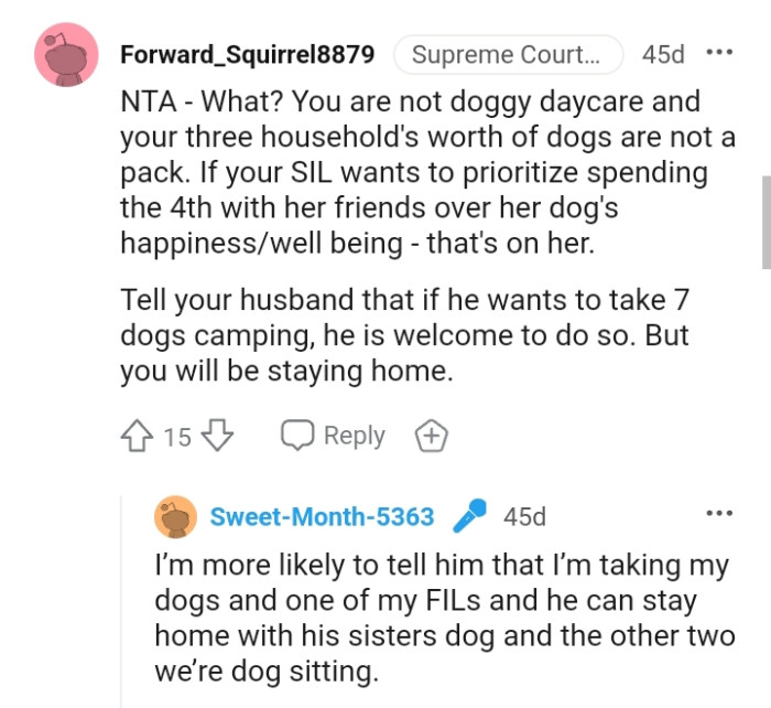 The OP is not a dog daycare, and the SIL's decision is on her.