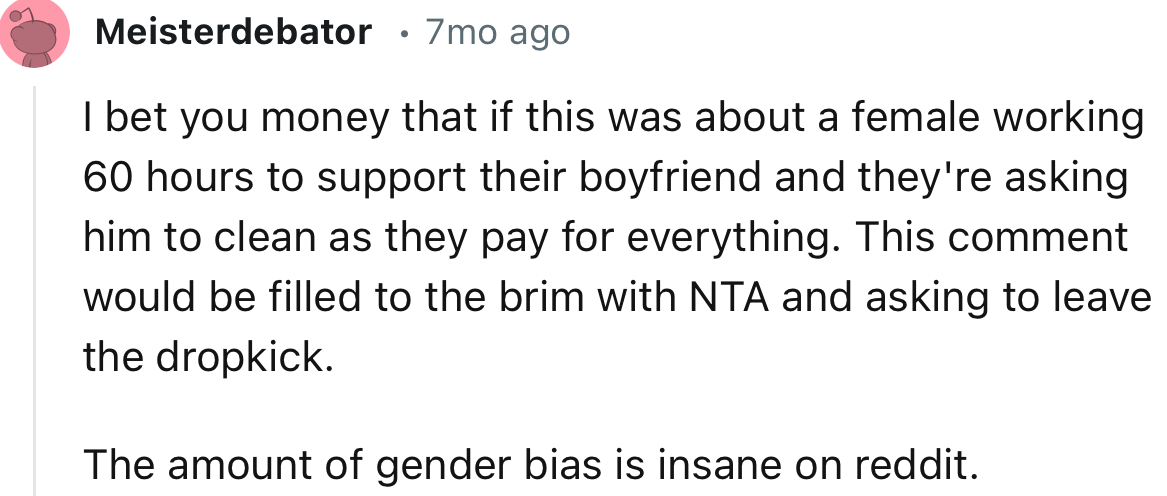This Redditor Was Quick to Point Out the Gender Bias Involved in All This