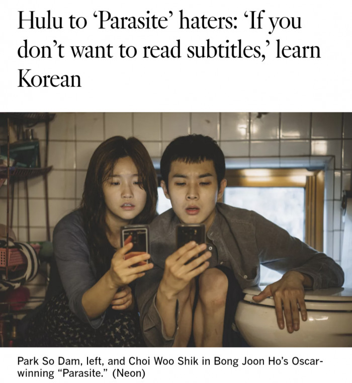 Hulu to ‘Parasite’ haters: ‘If you don’t want to read subtitles,’ learn Korean