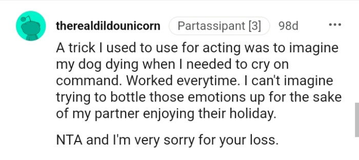 This Redditor can't imagine having to bottle up those feelings