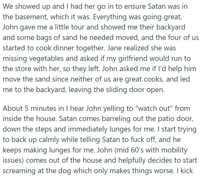 OP and his girlfriend came over for dinner, and she checked if Satan was confined (OP requested)