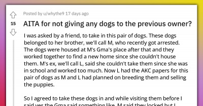 Redditor Takes In Two Dogs Their Friend Couldn’t Take Care Of Any More, And That Friend Wants Puppies From The Litter