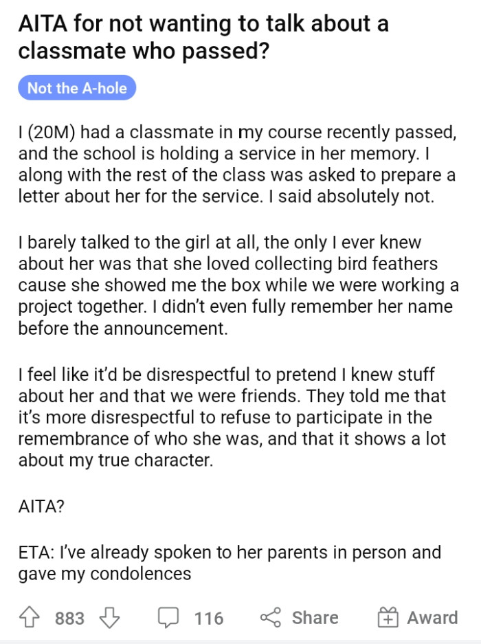 dating a classmate reddit