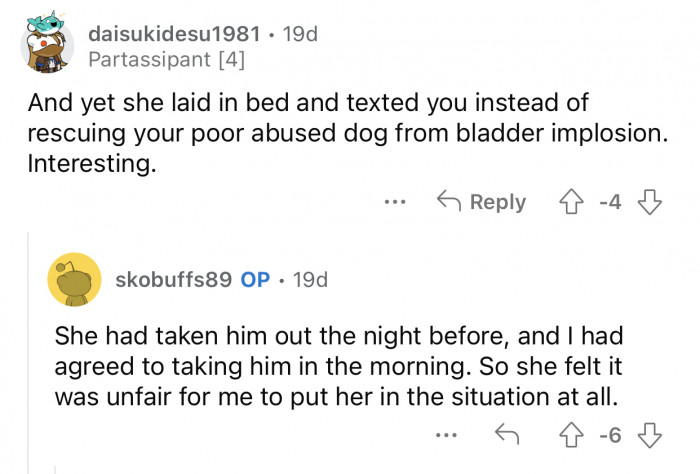 The GF could have solved the problem easily.