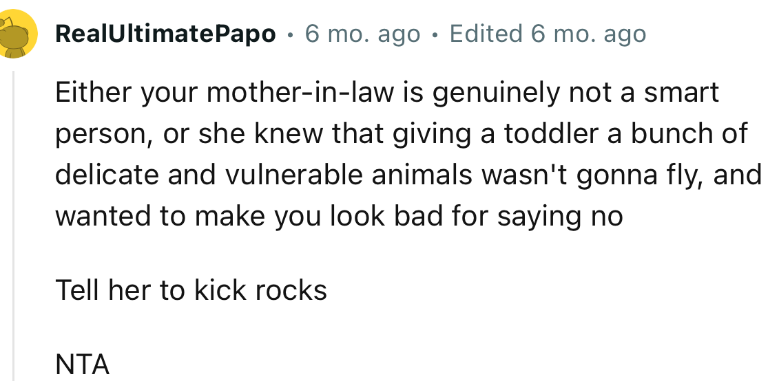 “Tell her to kick rocks NTA.”