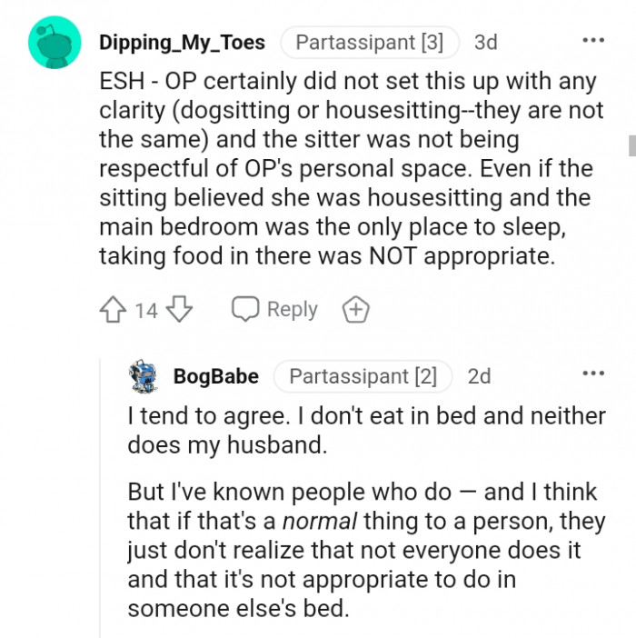 Taking food in there was not appropriate