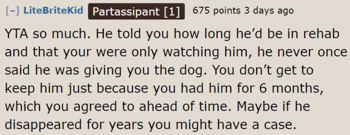 He's Not Doing His Part of the Deal.