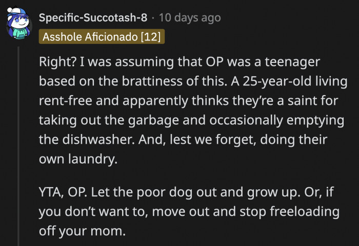 OP Wants an Award for Doing the Bare Minimum