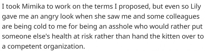 The coworker is angry at OP, and so are the other coworkers