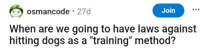 Having laws that are against hitting dogs