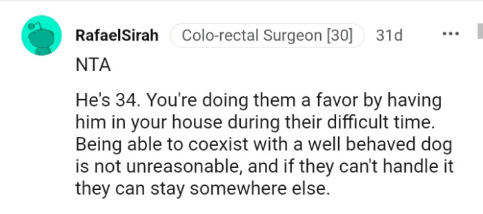 They can stay somewhere else if they can't handle it