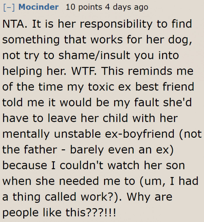 This roommate is being toxic.