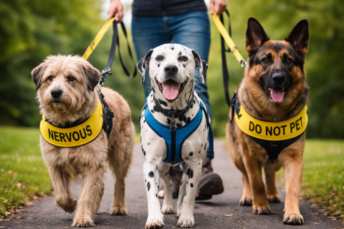 When out for walks, the OP politely tells people not to touch the Dalmatian.