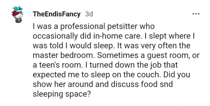 This Redditor turned down a job that expected them to sleep on the couch
