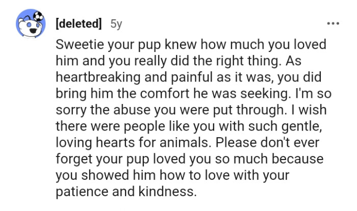 The OP shouldn't forget his pup loved him a lot