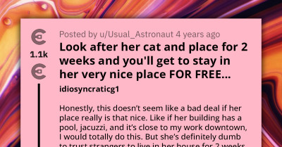 Choosy Beggar Wants Someone To Cat-Sit For Two Weeks In Exchange For Staying In Her Nice Place For Free, Gets Mixed Reactions Online