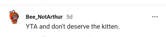 This Redditor believes the OP doesn't deserve a kitten